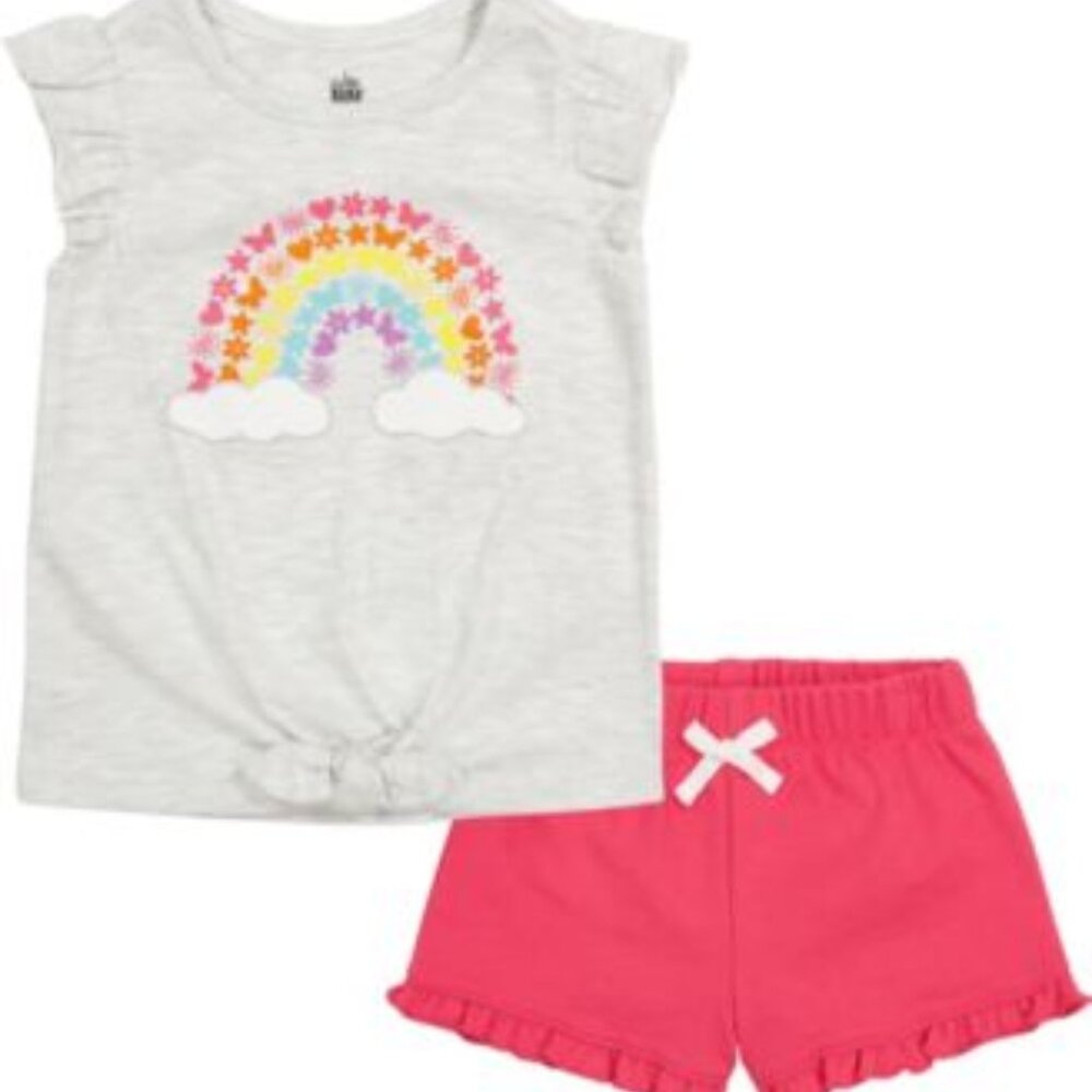 Kids headquarters girls pretty top & shorts 2-pc set sz 4